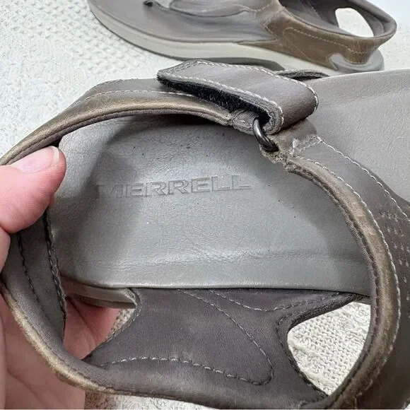 Merrell Brown Leather Brindle Sandals Thong Slingback - Picture 8 of 10